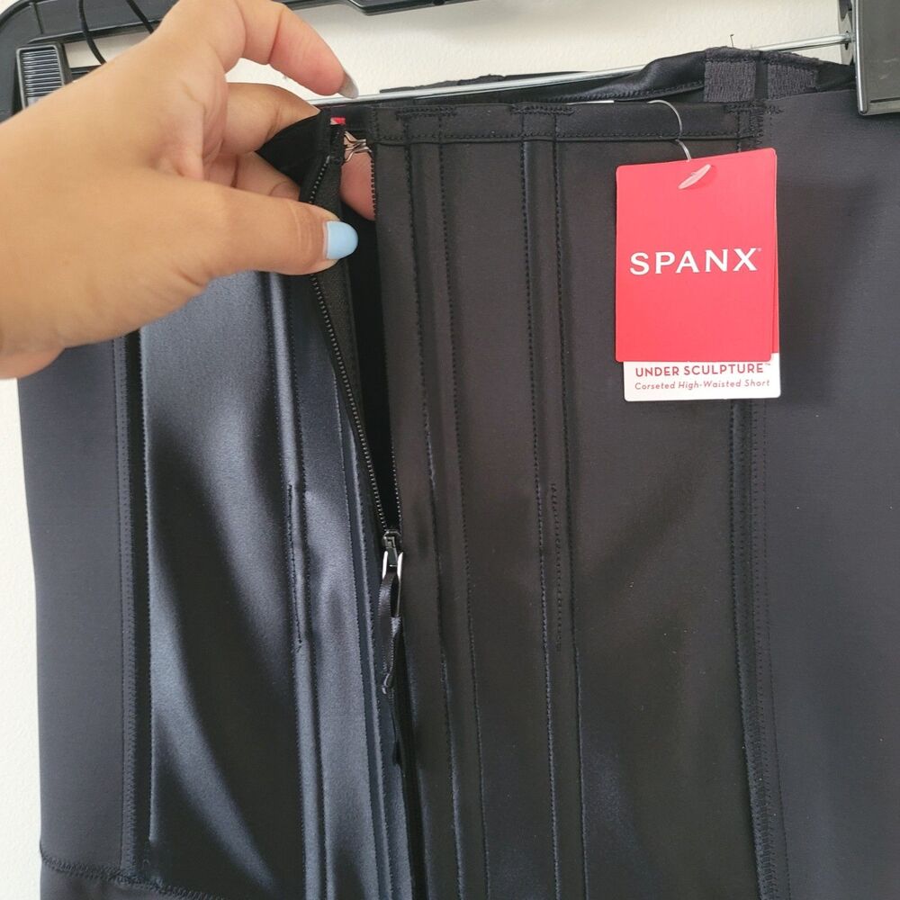 Spanx Under Sculpture Waist Cincher Corset Shorts In Very Black M - Picture 5 of 10